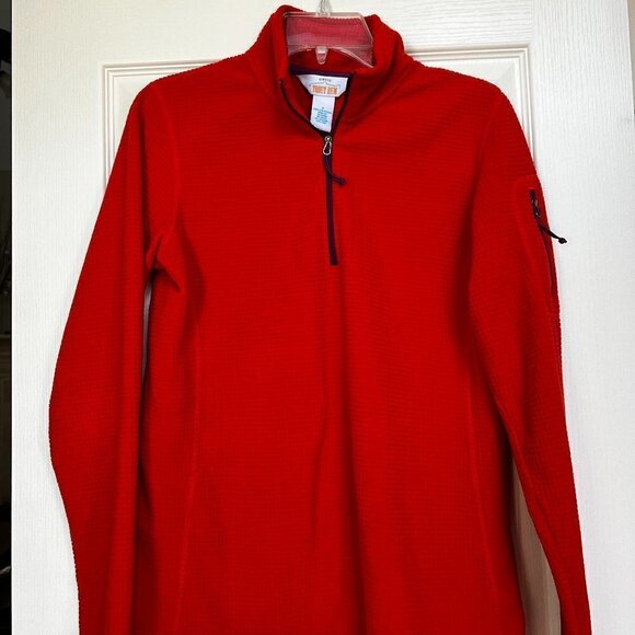 Women's Orvis Trout Bum 1/4 Zip Orange Waffle Fleece Pullover Jacket. Size S - Picture 1 of 7